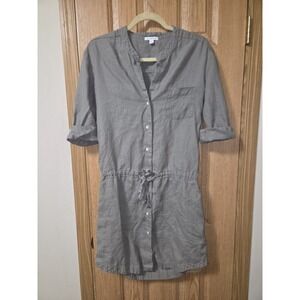 Standard James Perse Shirt Dress 2 Washed Gray 100% Linen Drawstring Waist